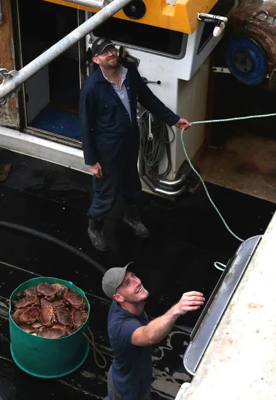 crab fishermen on a crab boat